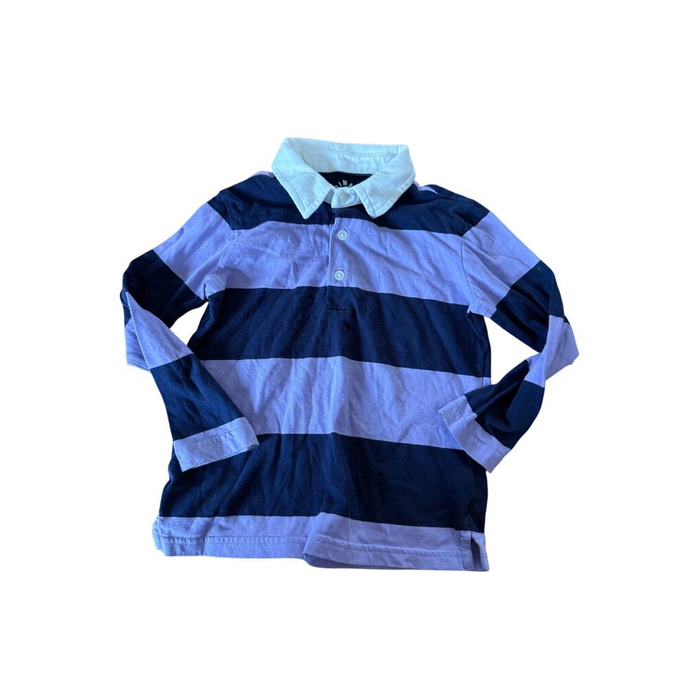 Primary purple and blue striped long sleeve polo top youth‎